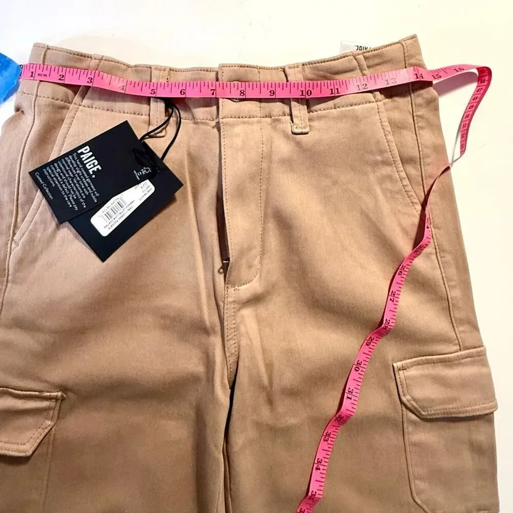 NWT PAIGE Carly Coated High Waist Wide Leg Jeans in latte Size 27